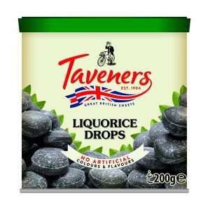 Taveners Liquorice Drops 200g tin