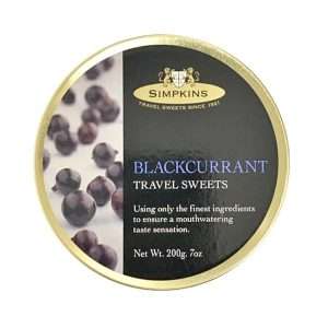Simpkins Blackcurrant Travel Sweets 200g tin
